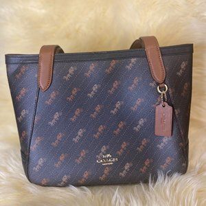 Coach Tote 27 With Horse And Carriage Dot Print